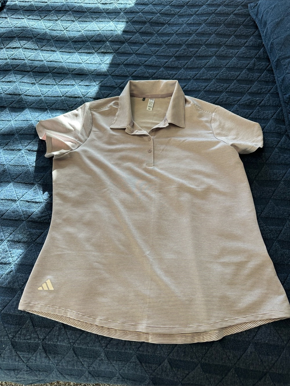 adidas purple and white Striped Polo Top